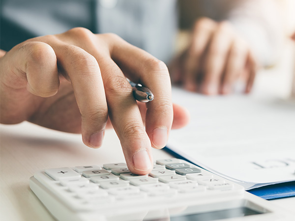 person doing calculations
